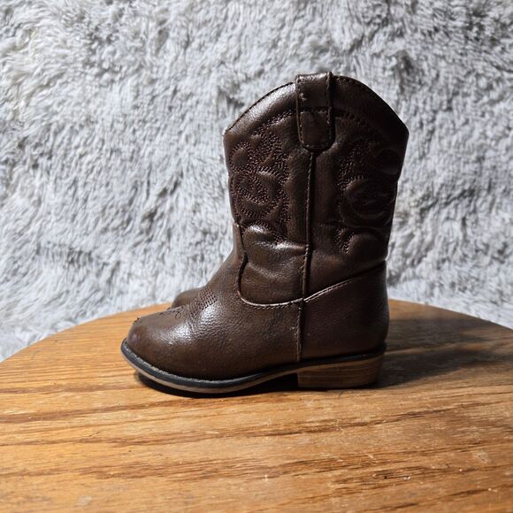 Cat & Jack Memphis Kids Size 7C Little Kids Western Brown Toddler Cowboy Boots - Picture 1 of 11